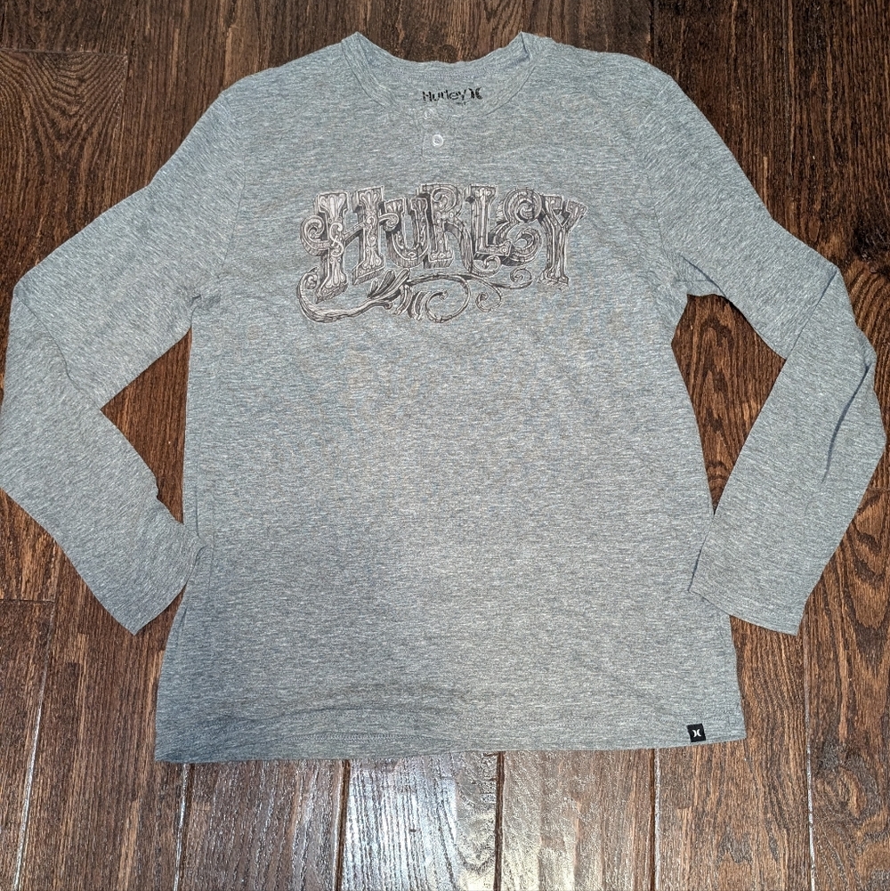 Hurley Graphic Henley Long Sleeve Tee in Gray - Picture 4 of 9